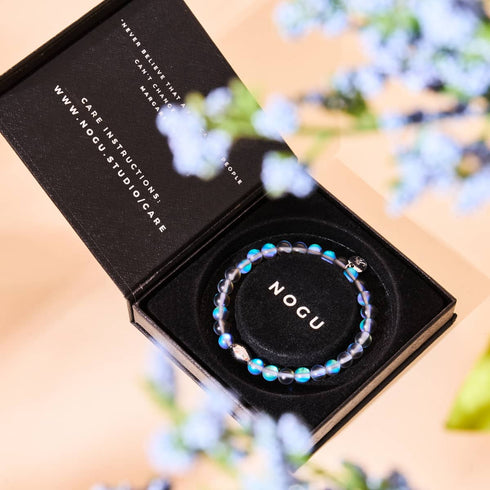 Grau | 925 Sterling Silber | Meerjungfrau Glasperlenarmband